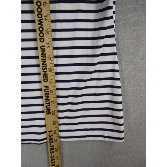 Lands End Striped Sleeveless Nautical Tank Top Xl/18 Navy White Nylon Blend - Picture 6 of 7